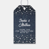 Denim Diamonds Parels Blauw Paar Bruiloft Douche Cadeaulabel (Voorkant)