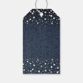 Denim Diamonds Parels Blauw Paar Bruiloft Douche Cadeaulabel (Achterkant)