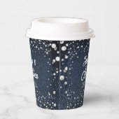 Denim Diamonds Parels Blauw Paar Bruiloft Douche Papieren Bekers (Rechts)