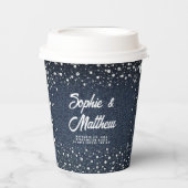 Denim Diamonds Parels Blauw Paar Bruiloft Douche Papieren Bekers (Voorkant)