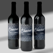 Denim Diamonds Parels Blauw Paar Bruiloft Douche Wijn Etiket