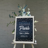 Denim Diamonds Parels Blauw Paar Douche Welkom Perfect Poster