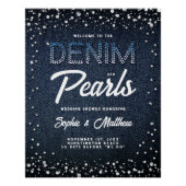 Denim Diamonds Parels Blauw Paar Douche Welkom Perfect Poster (Voorkant)