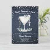 Denim Diamonds Parels Champagne Cup Verjaardagsfee Kaart (Staand voorkant)