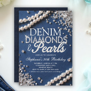 Denim Diamonds Parels Chic Classy stijlvolle verja Kaart