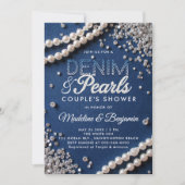 Denim Diamonds Parels Elegant Modern Paar Douche Kaart (Voorkant)