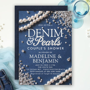 Denim Diamonds Parels Elegant Type Paar Douche Kaart