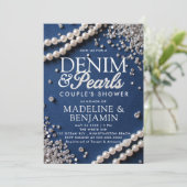 Denim Diamonds Parels Elegant Type Paar Douche Kaart (Staand voorkant)