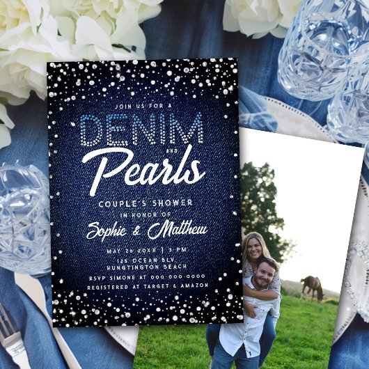 Denim Diamonds Parels Foto Paar Douche Kaart