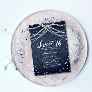 Denim Diamonds Parels Sweet 16 Chic Verjaardagsfee Kaart