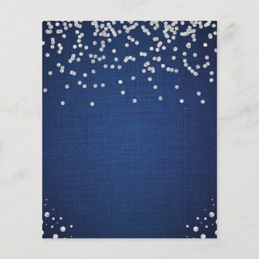 Denim Diamonds Pearl Wedding Shower Dank u kaart (Achterkant)