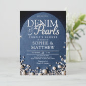 Denim Diamonds Pearls Arch Coed Blue Couple Shower Kaart (Staand voorkant)