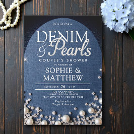 Denim Diamonds Pearls Arch Coed Blue Couple Shower Kaart
