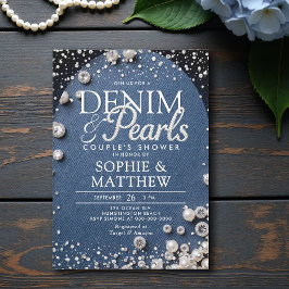 Denim Diamonds Pearls Blue Arch Chic Couple Shower Kaart