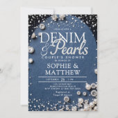 Denim Diamonds Pearls Blue Arch Chic Couple Shower Kaart (Voorkant)