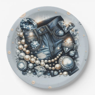 Denim Diamonds & Pearls Broek Bling Verjaardagsfee Papieren Bordje