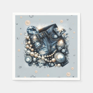 Denim Diamonds & Pearls Broek Bling Verjaardagsfee Servet