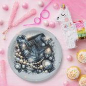 Denim Diamonds & Pearls Broek Glitters Verjaardags Papieren Bordje (Feest)