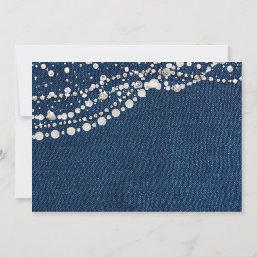 Denim Diamonds Pearls Elegant Classy Chic Sweet 16 Kaart (Achterkant)