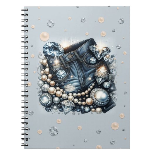 Denim Diamonds & Pearls Jeans Bling Notitieboek (Voorkant)