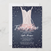 Denim Diamonds Pearls Pearls Pink Tutu 21st Birthd Kaart (Voorkant)