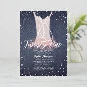 Denim Diamonds Pearls Pearls Pink Tutu 21st Birthd Kaart (Staand voorkant)