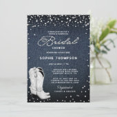 Denim Diamonds Pearls Western Boots Vrijgezellenfe Kaart (Staand voorkant)