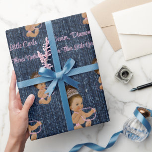 Denim & Diamonds Princess Baby Cadeaupapier