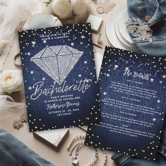 Denim Diamonds Reisroute Bling Bachelorette Party Kaart