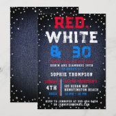 Denim Diamonds Rood Wit 4 juli 30 Verjaardag Kaart (Voorkant / Achterkant)