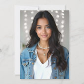 Denim Diamonds Rustic Hout Elegante Foto Sweet 16 Kaart (Achterkant)