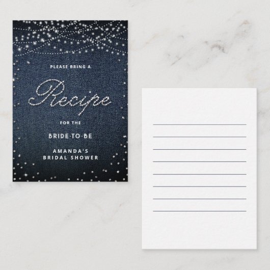 Denim Diamonds Rustieke Lichten Elegant Bruids Rec Informatiekaartje (Voorkant / Achterkant)