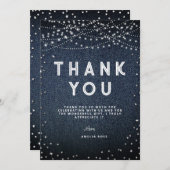 Denim Diamonds Rustieke Lichten Elegante Blauwe Br Bedankkaart (Voorkant / Achterkant)