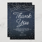 Denim Diamonds Rustieke Lichten Elegante Blauwe Sc Bedankkaart (Voorkant / Achterkant)