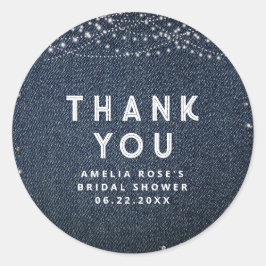 Denim Diamonds Rustieke Lichten Elegante Dank Je Ronde Sticker