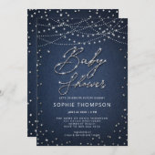 Denim Diamonds Rustieke Lichten Neutraal Baby show Kaart (Voorkant / Achterkant)