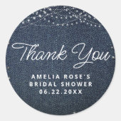 Denim Diamonds Rustieke Lichten Script Dank u Ronde Sticker (Voorkant)