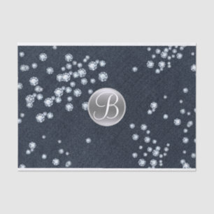 Denim Diamonds Scattered Bling Monogram Initiaal Tissuepapier
