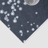 Denim Diamonds Scattered Bling Monogram Initiaal Tissuepapier (Detail)