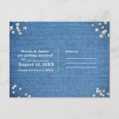 Denim & Diamonds Scattered Bling sparen de Datum Aankondigingskaart (Achterkant)
