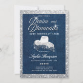 Denim Diamonds Script Bling 30ste verjaardagsfeest Kaart (Voorkant)