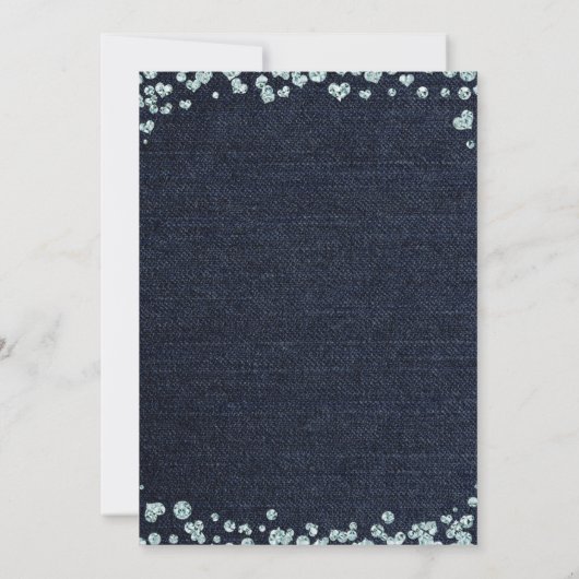 Denim Diamonds Silver Hearts verjaardagsfeestje Kaart (Achterkant)