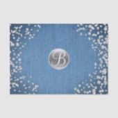 Denim Diamonds Sparkle Bling Monogram Initiaal Tissuepapier (Voorkant)