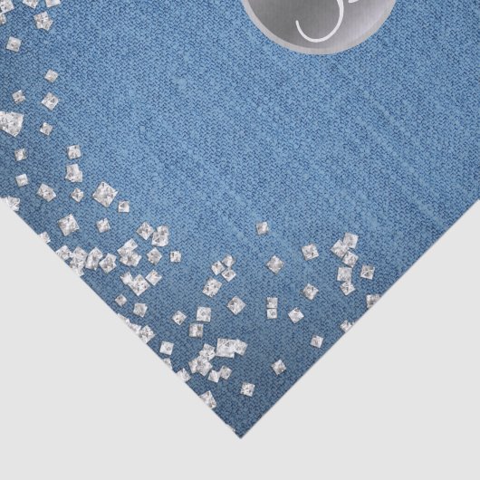 Denim Diamonds Sparkle Bling Monogram Initiaal Tissuepapier (Detail)