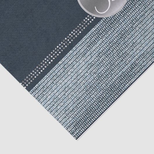 Denim Diamonds Sparkle Glam Monogram Initiaal Tissuepapier (Detail)