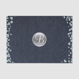 Denim Diamonds Sparkle Glam Monogram Initiaal Tissuepapier