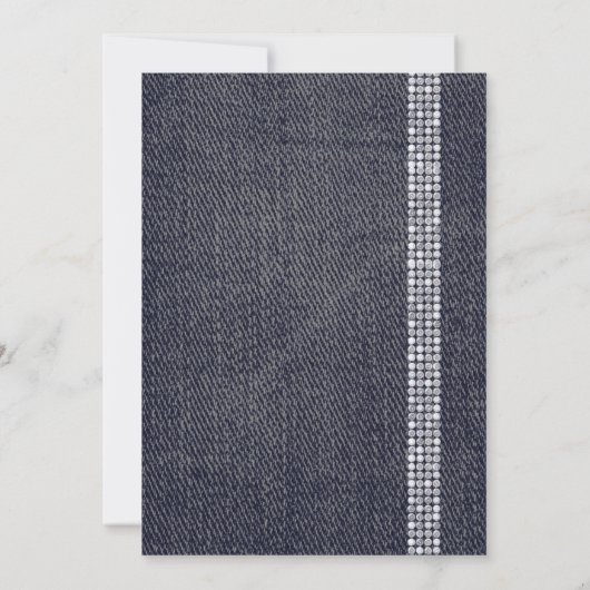 Denim & Diamonds Sparkling Navy Bow Verjaardagsfee Kaart (Achterkant)