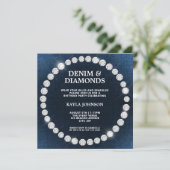 Denim Diamonds Square Halo Birthday Party Kaart (Staand voorkant)