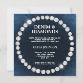 Denim Diamonds Square Halo Birthday Party Kaart (Voorkant)