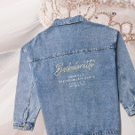 Denim Diamonds Strass Custom Bachelorette Denim Jacket<br><div class="desc">Een exclusieve spijkerjas op maat van de aanstaande bruid en haar pre-bruiloft vieringen. Glinsterend met 'Bachelorette' in strass letters,  biedt het aanpasbare ruimte voor haar naam,  locatie en belangrijke data,  en voegt een persoonlijke touch toe aan dit stijlvolle memento.</div>